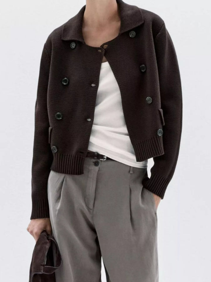 Double-Breasted Knit Cardigan