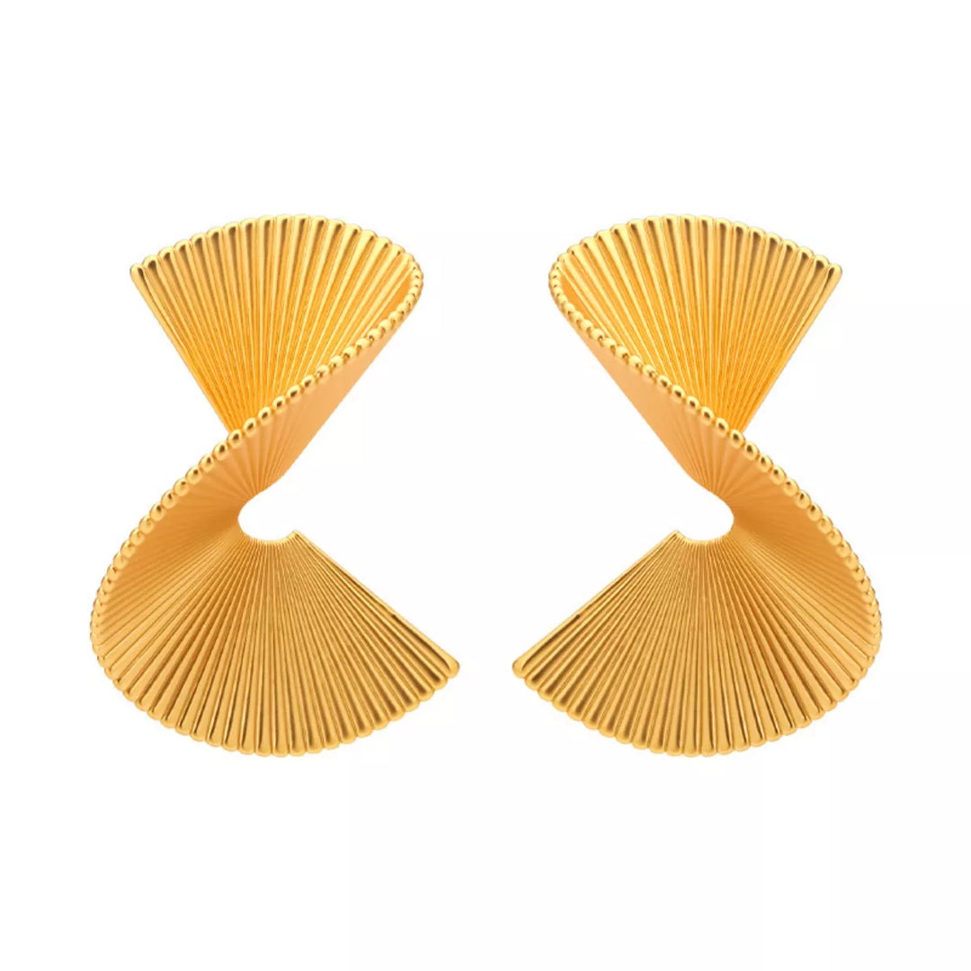 18K Gold-Plated Copper Fan-Shaped Earrings
