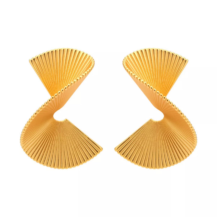 18K Gold-Plated Copper Fan-Shaped Earrings