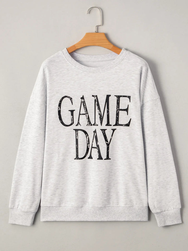 Washed GAME DAY Graphic Baggy Sweatshirt