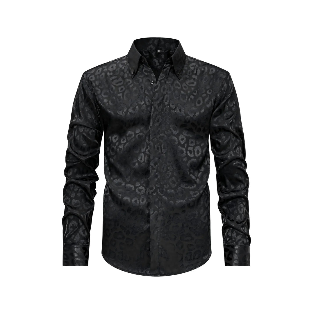 Men's Full Size Leopard Button Down Satin Shirt Plus Size