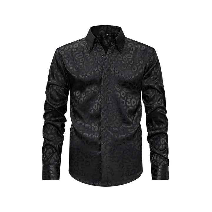 Men's Full Size Leopard Button Down Satin Shirt Plus Size