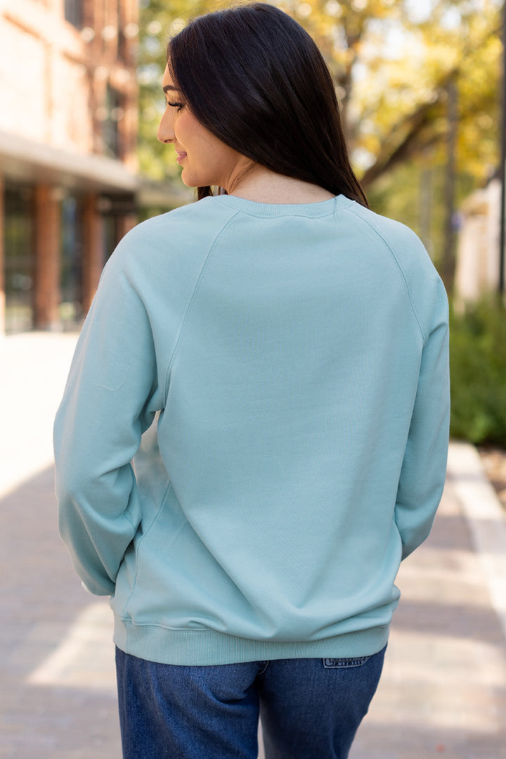 Sweat-shirt rayé à blocs de couleurs arc-en-ciel bleu Beau