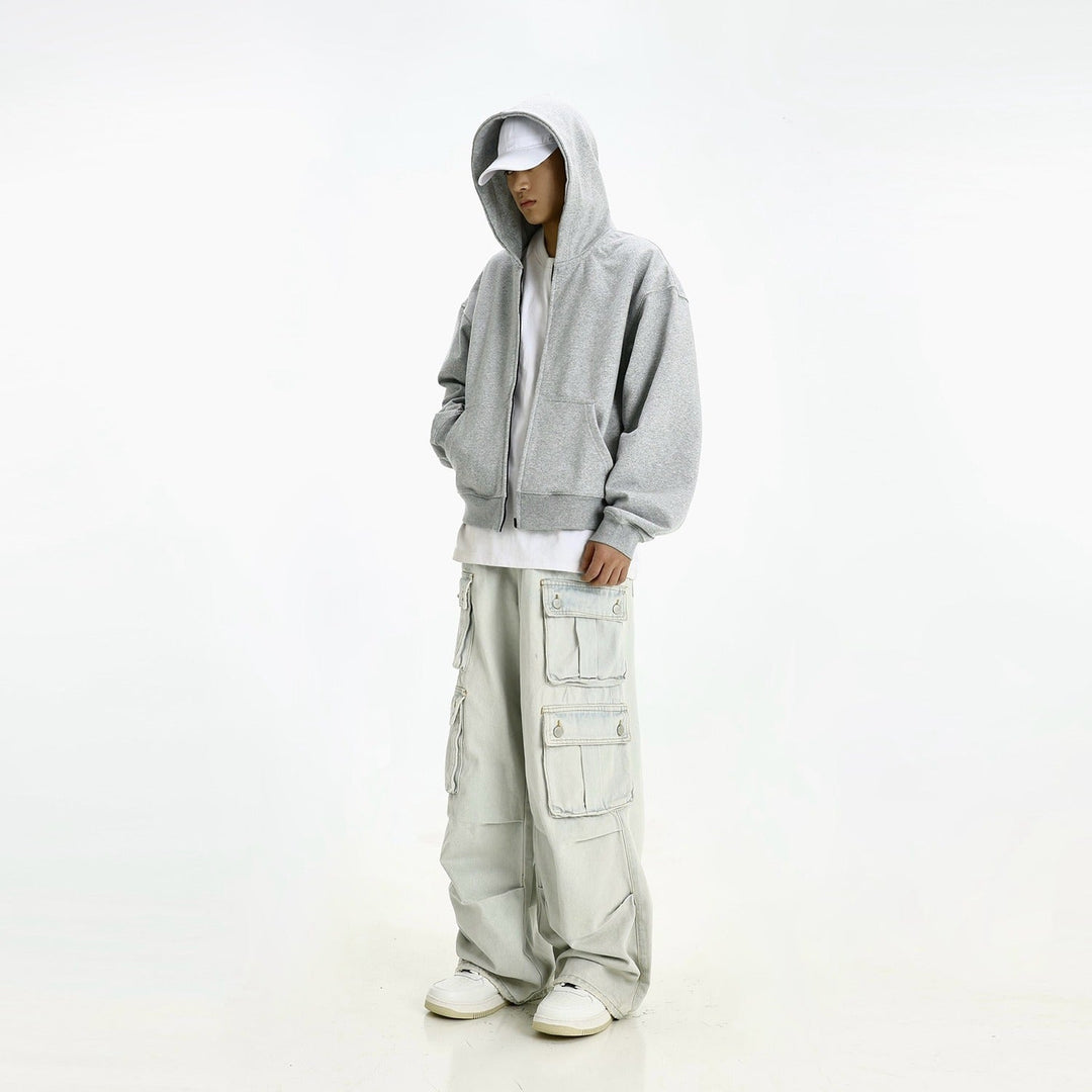 Fashionable Hooded Cardigan Layered Sweatshirt Mens Trendy Hoodie