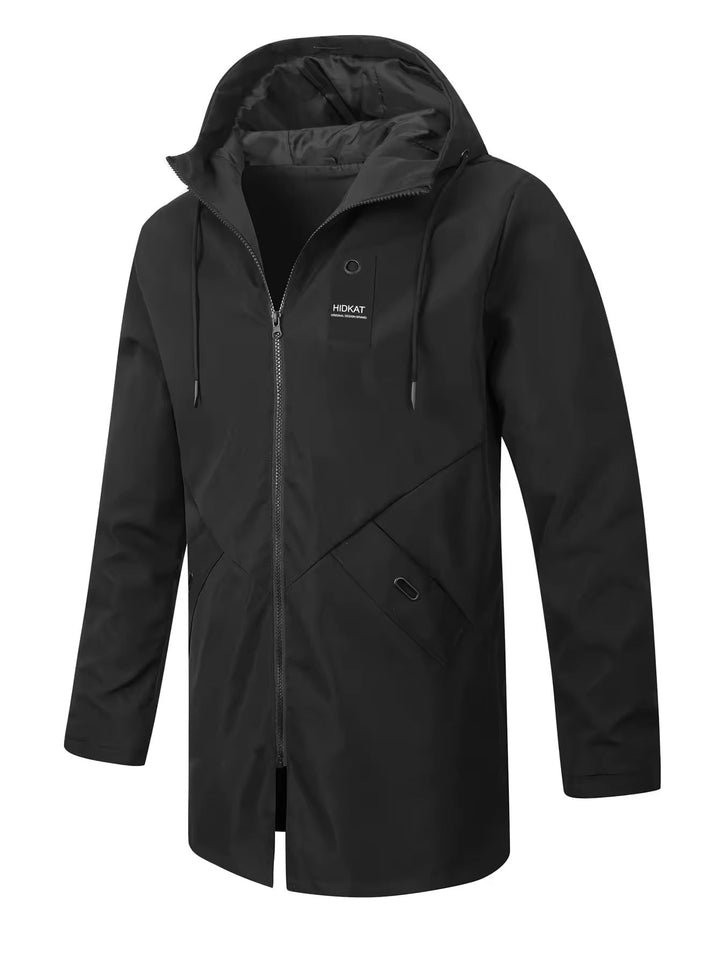 Mid-length Men's Hooded Casual Workwear Shell Jacket Windproof Jacket