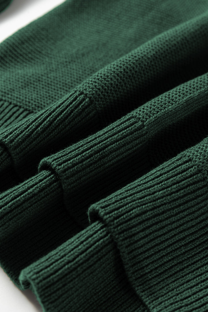 Mist Green Solid Color Front Seam Drop Shoulder Loose Sweater