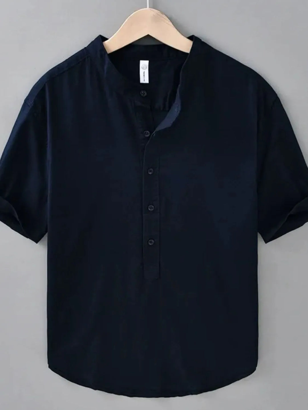 Men's Plus Size Button Detail Short Sleeve Blouse
