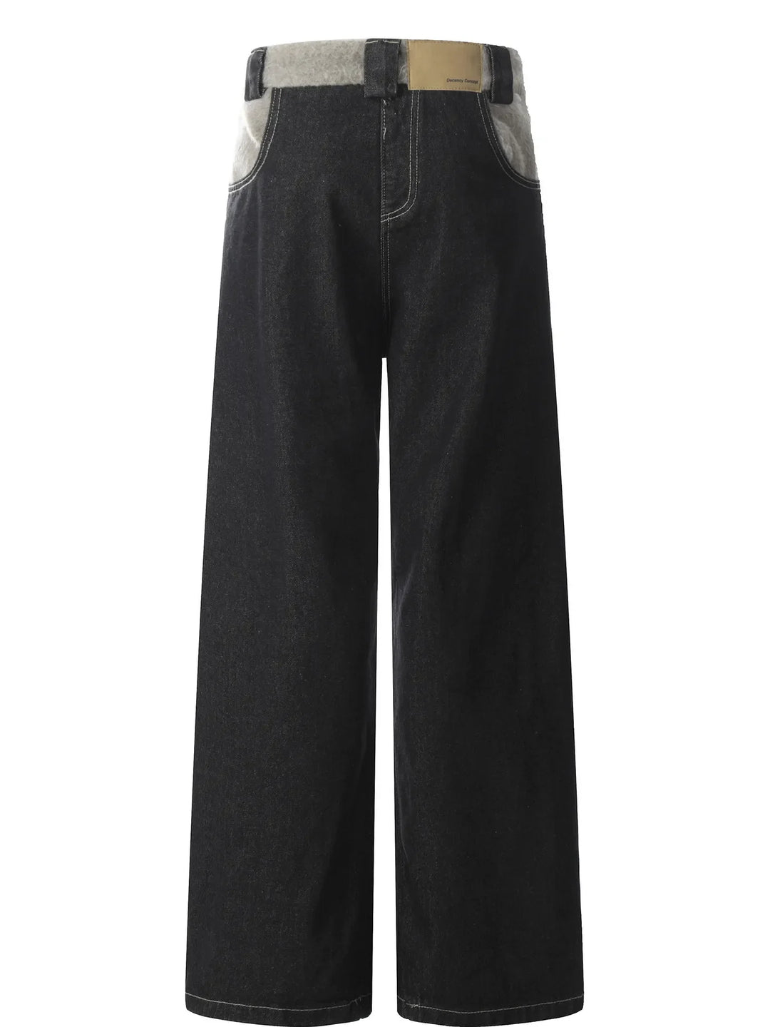 Men's Two-Tone Wide Leg Jeans with Contrast Stitching