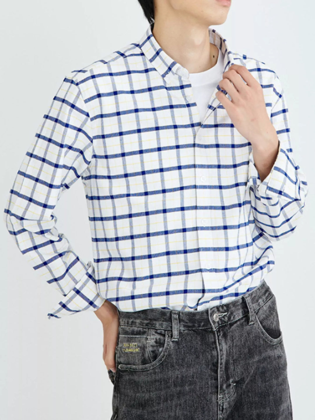 Men's Full Size Plaid Long Sleeve Shirt Plus Size