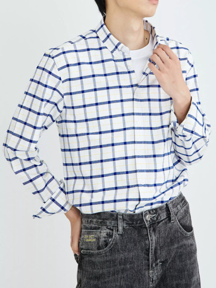 Men's Full Size Plaid Long Sleeve Shirt Plus Size