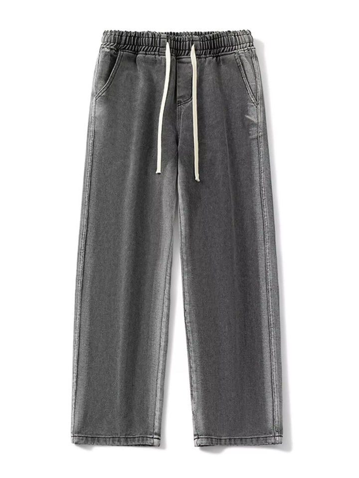Men's Full Size Drawstring Relaxed Fit Wide Leg Jeans Plus Size