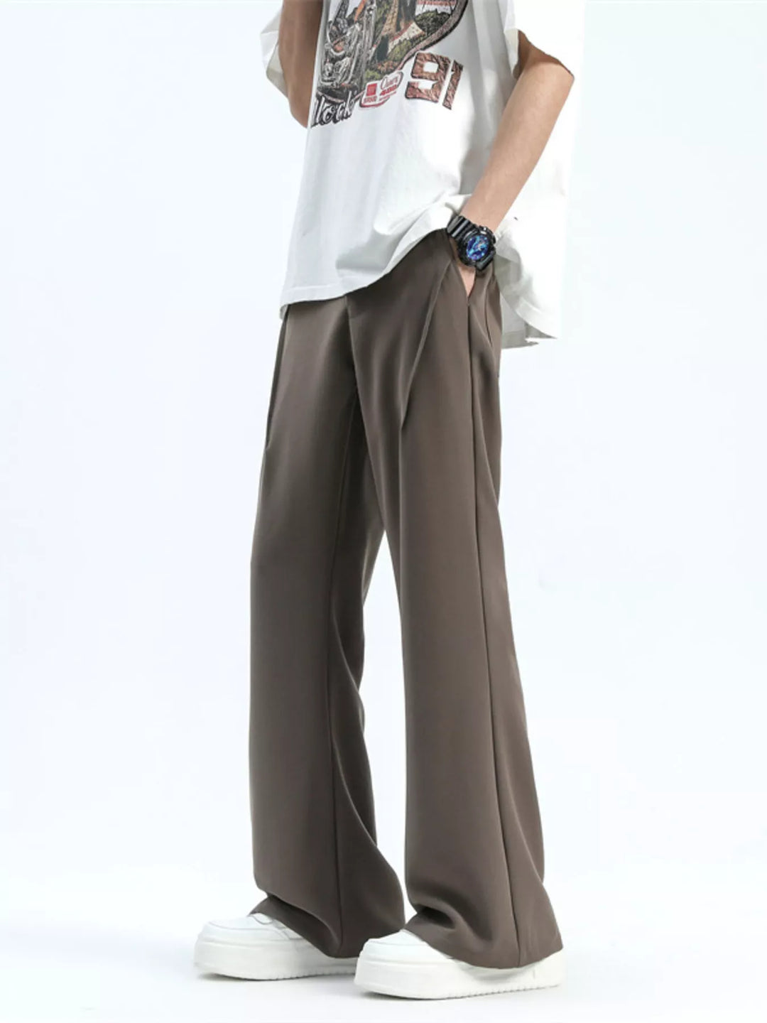 Men's Full Size Relaxed Fit Wide Leg Casual Pants Plus Size