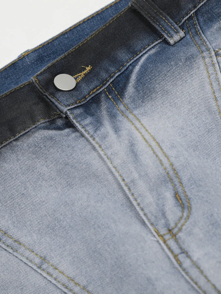 Men's Gradient Curved Jeans with Seam Detail
