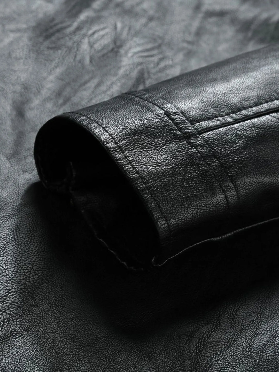 Men's Plus Size Zip Up Leather Moto Jacket