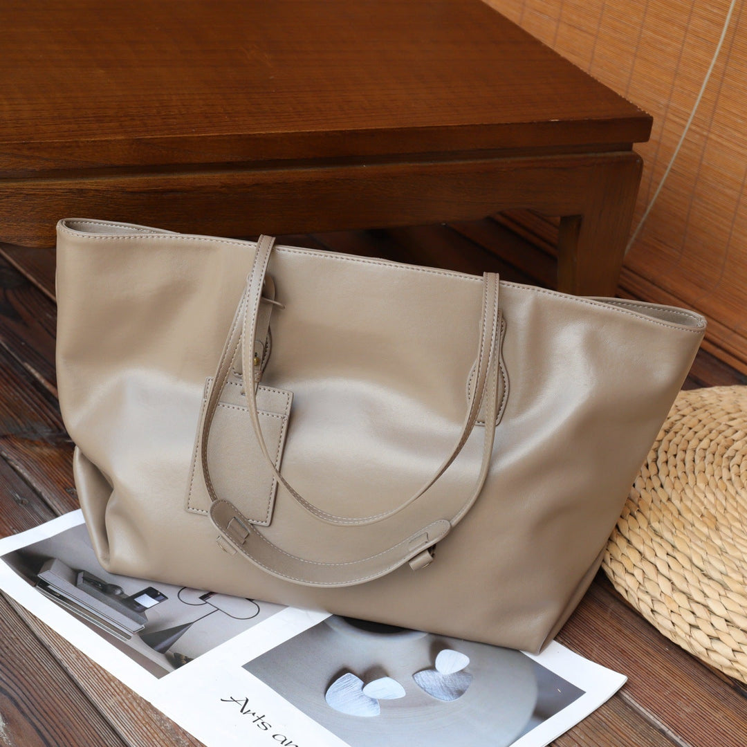 Foreign Trade Export Top-grain Leather Underarm Bag, Fashionable And Versatile, Simple Tote With Large Capacity And Single Shoulder Strap