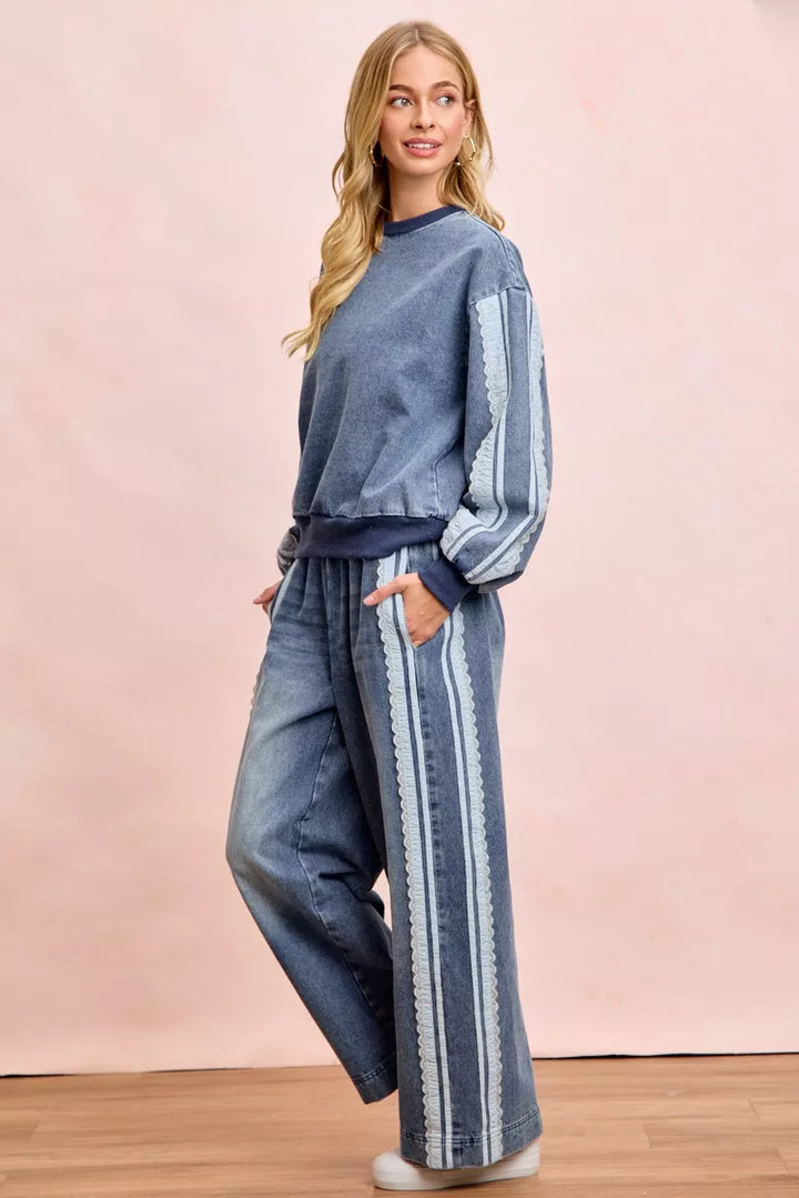 BiBi Washed Lace Contrast Sided Jeans