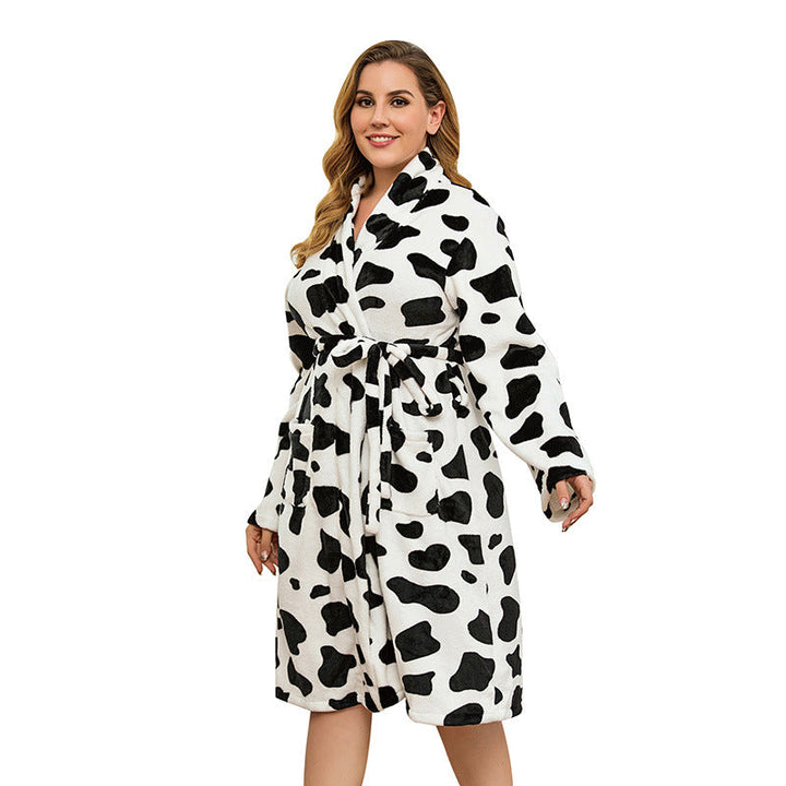 Plus Size Women Warm Nightgown Autumn Winter Thickened Flannel Casual Ladies Homewear Sister Can Wear