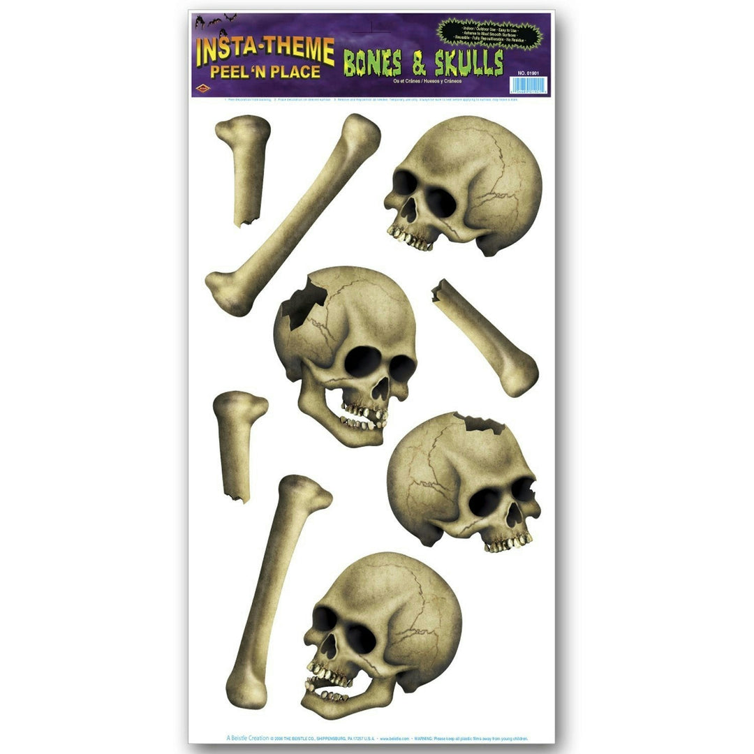 Peel 'N Place Bones & Skulls Halloween Decoration Stickers