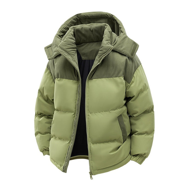 Thick Corduroy Patchwork Jacket Winter Zip-up Stand Collar Coat Casual Commuter Long-sleeved Cardigan Top Outwear Women's Clothing