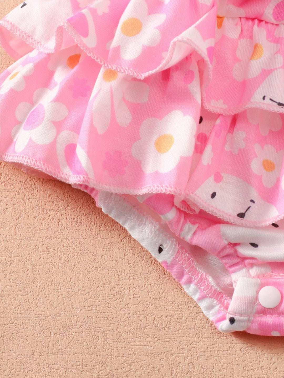 Children's Ruffled Trim Bodysuit and Skirt Set with Headband