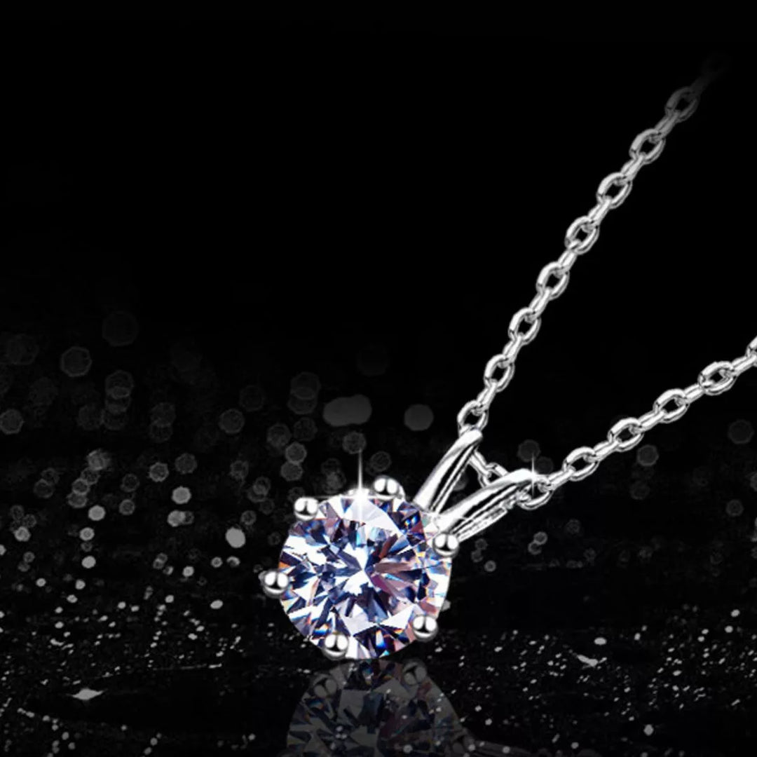 2 Carat Moissanite 925 Sterling Silver Pendant Necklace