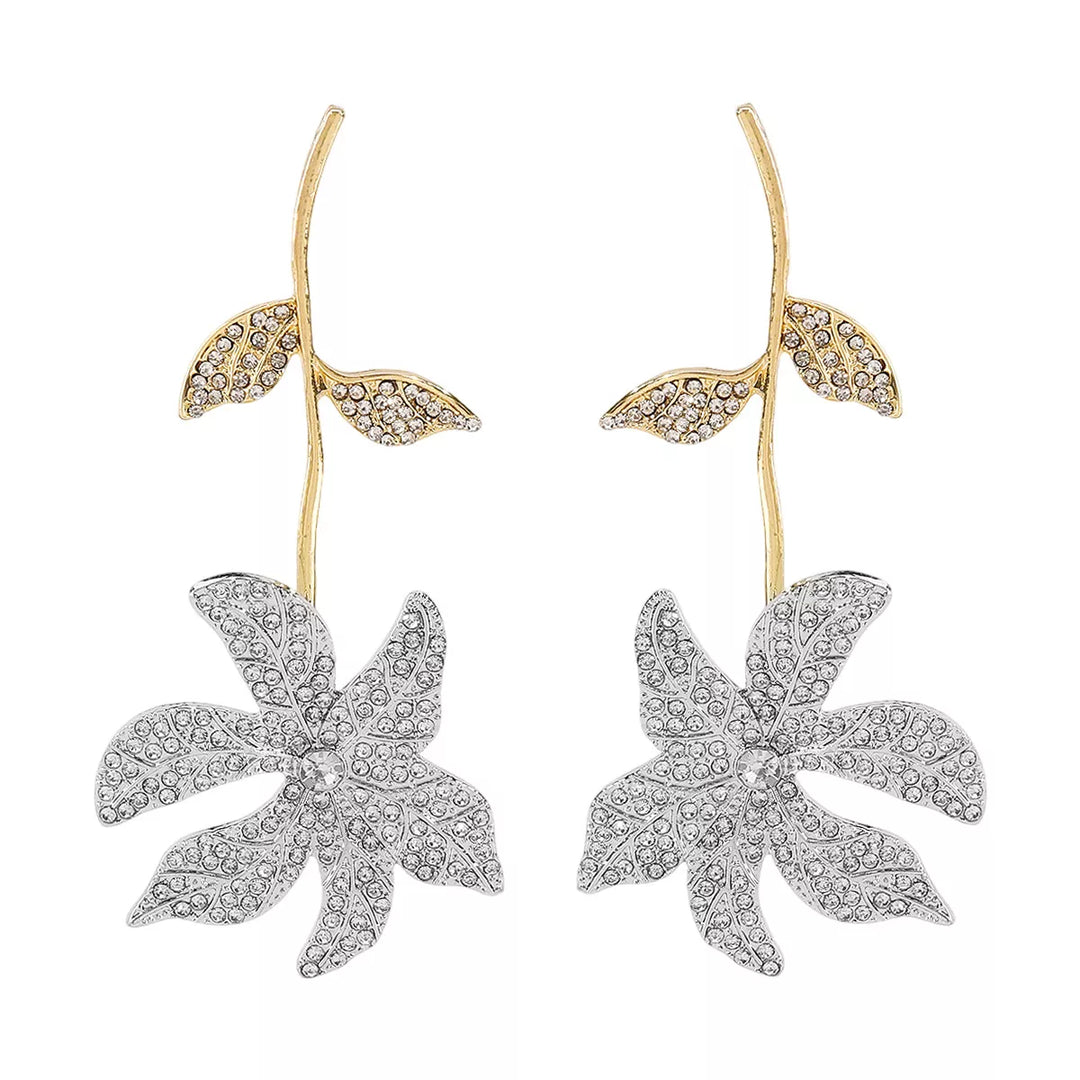 Rhinestone Flower Dangle Earrings