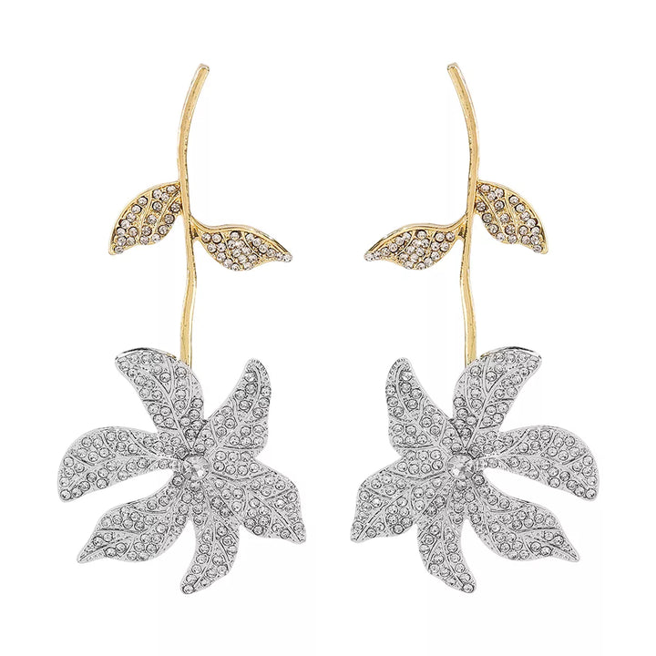 Rhinestone Flower Dangle Earrings