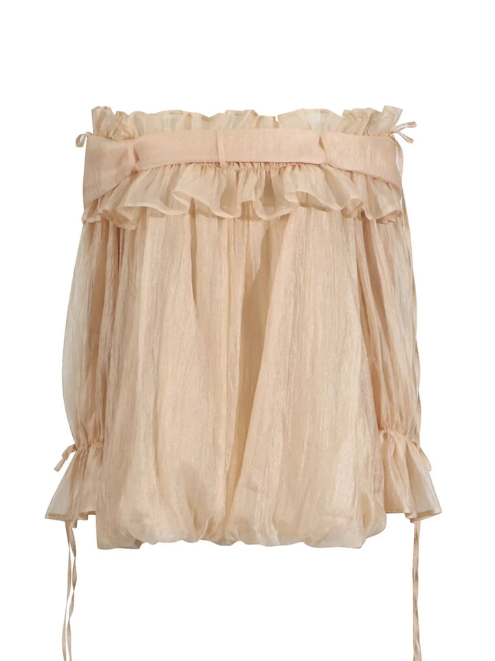 Ruffle Off-Shoulder Flounce Sleeve Blouse