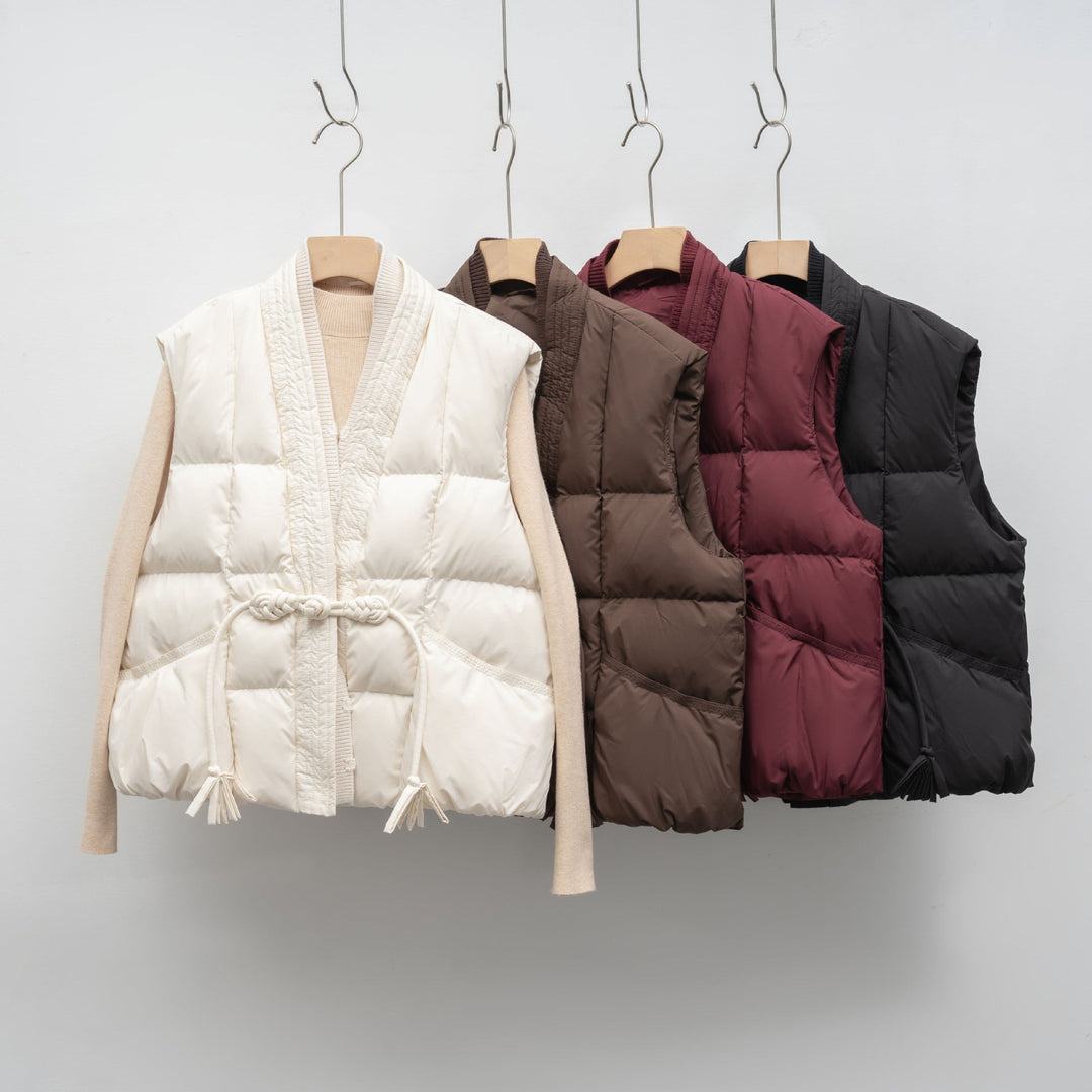 New National Standard Autumn And Winter Plain Color V-neck Loose Vest