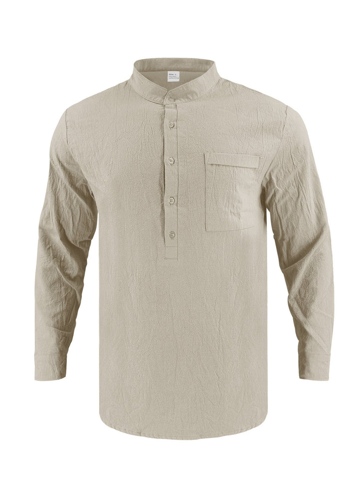 Men's Full Size Button Detail Long Sleeve Shirt Plus Size