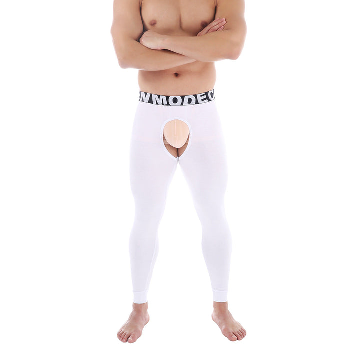 Men's Slim-fit Thermal Underwear Sexy Open-end Breathable Off-free Bottoming Long Pants