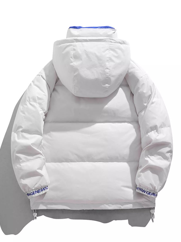 Men's Full Size Contrast Hooded Jacket with Drawstring Hem Plus Size
