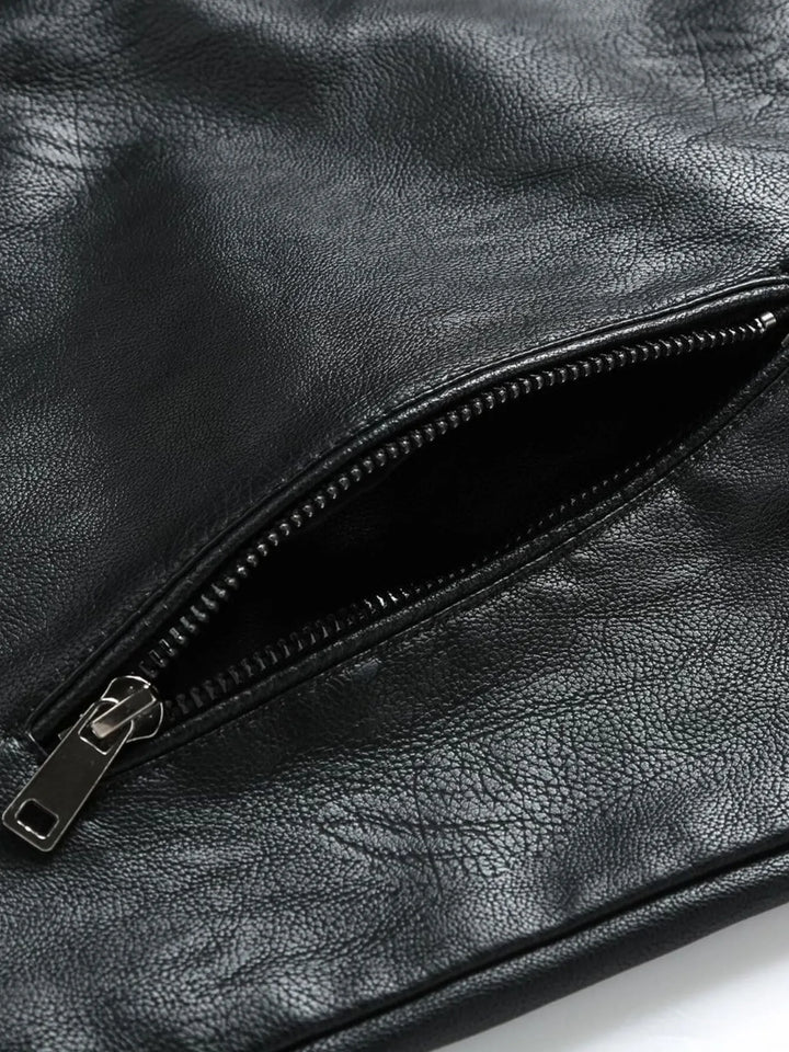 Men's Plus Size Zip Up Leather Moto Jacket