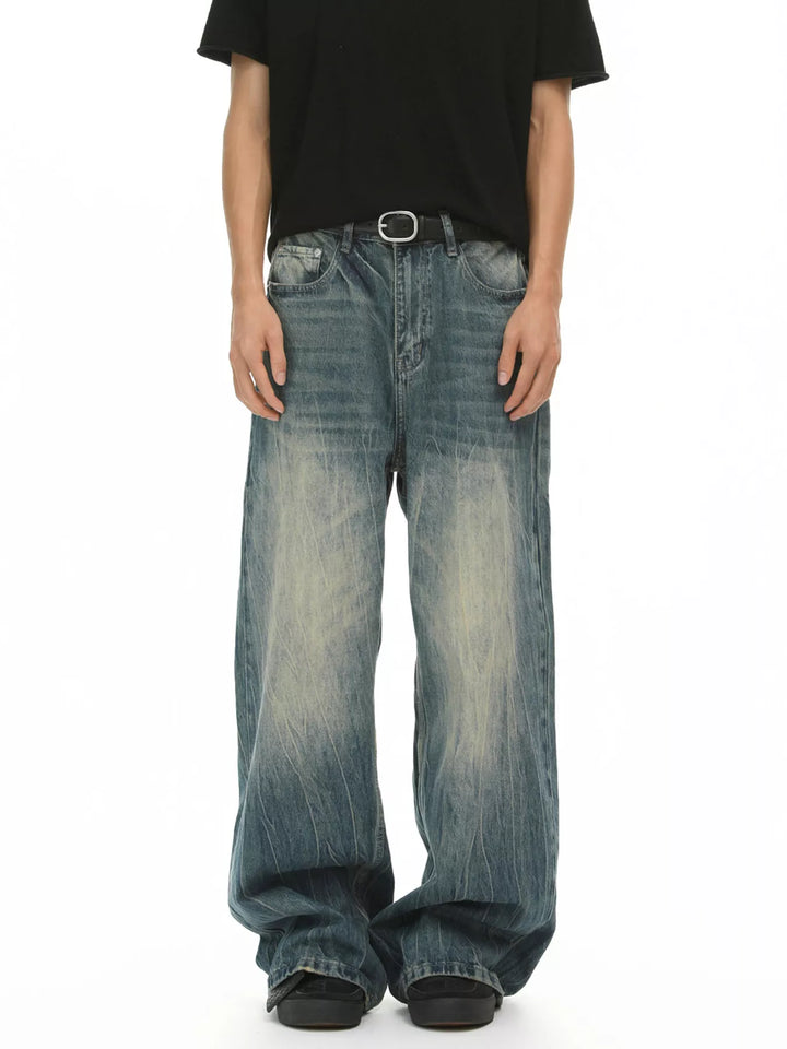 Men's Washed Wide Leg Jeans