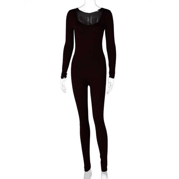 Women Clothing Autumn Long Sleeve Slim Fit Hip Raise Leggings Jumpsuit for Women