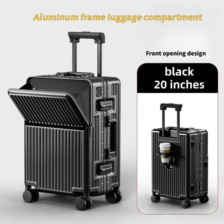 Frame Luggage, Front Open Lid Luggage, 20 Inch 24 Inch Large Capacity, TSA Lock, Universal Wheel Aluminum Frame Luggage, Sturdy And Durable Bag Set