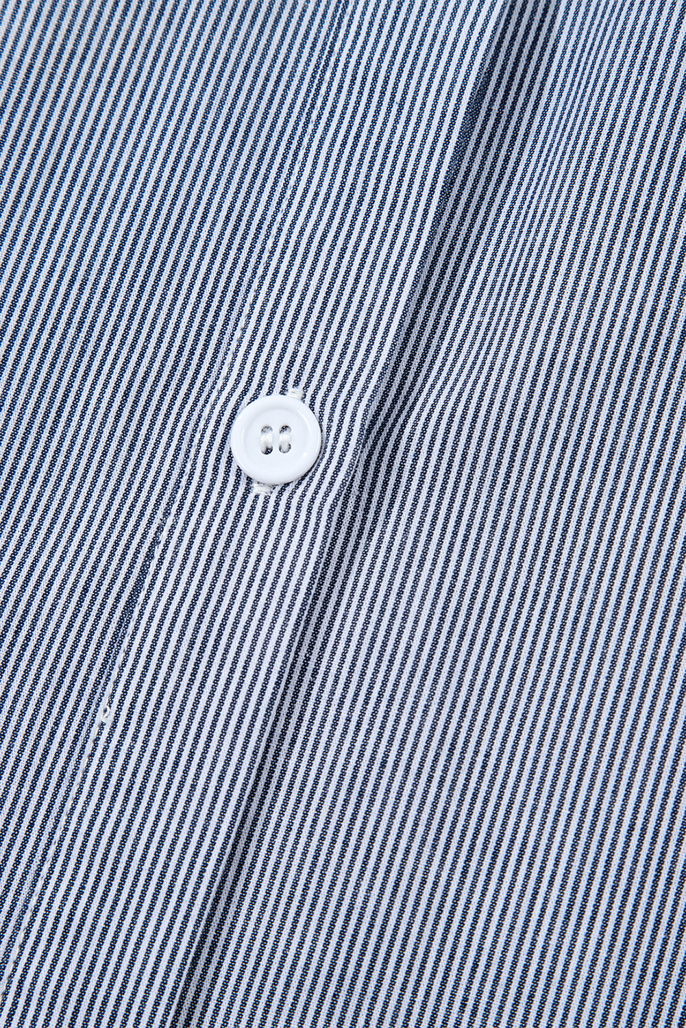 Robe courte boutonnée à rayures bleues, col sans manches, poche avant, col à volants