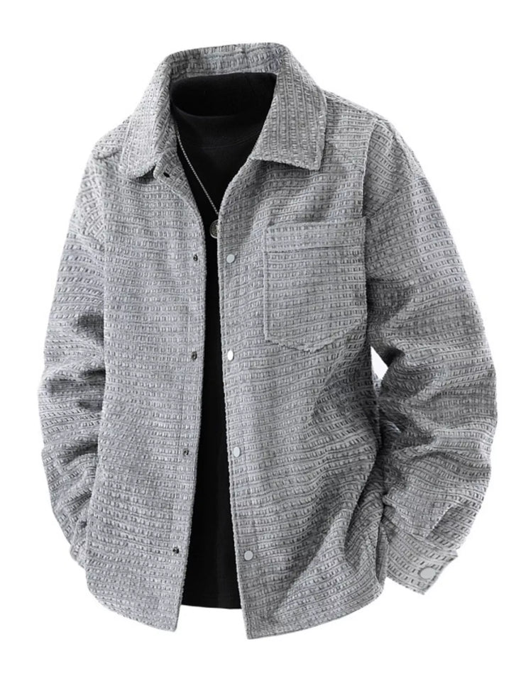 Men's Plus Size Textured Snap Down Shacket