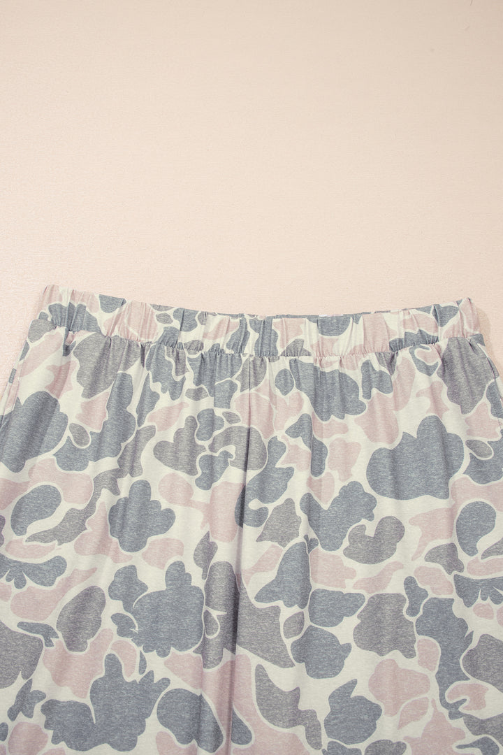 Multicolour Retro Camouflage Print Plus Size 2pcs Outfit