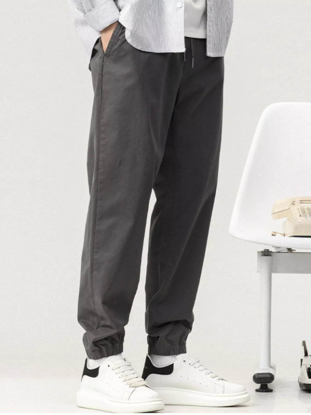Men's Plus Size Casual Drawstring Ankle Cuffed Pants