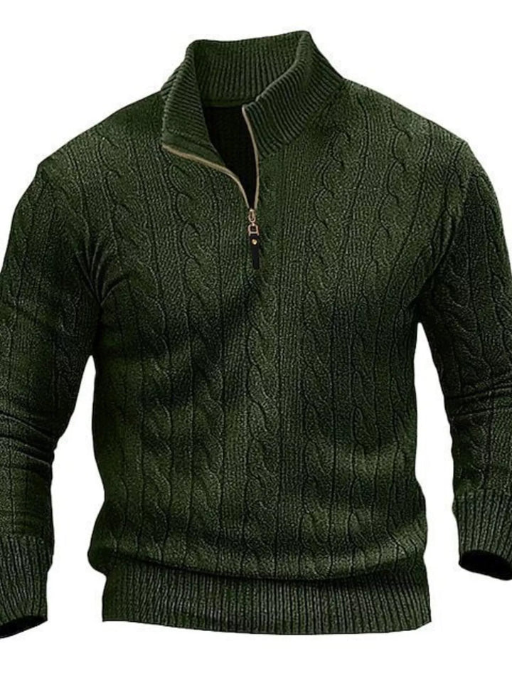 Men's Full Size Cable Knit Half-Zip Sweater Plus Size