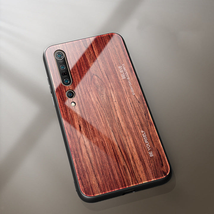 Wood grain glass phone case