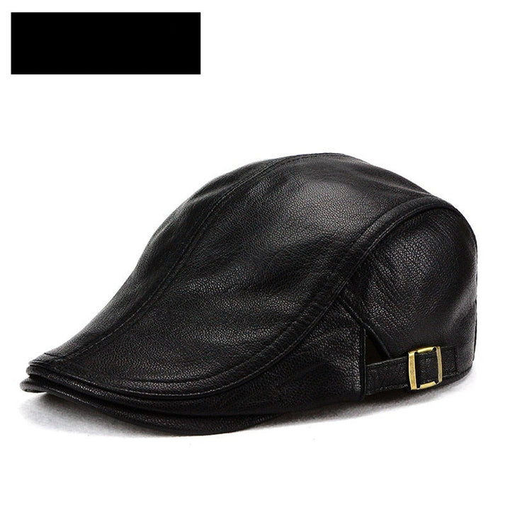 Mens Thin Korean-Style Leather Hat For Autumn And Winter Perfect For Middle-Aged And Older Gentlemen