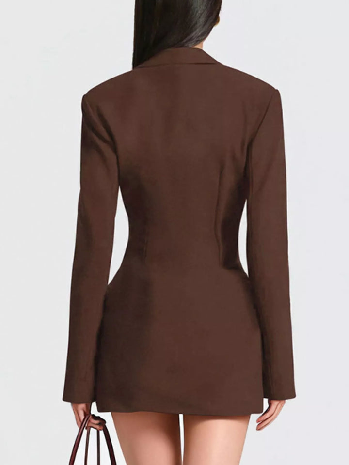 Full Size Blazer-Style Long Sleeve Mini Dress Plus Size