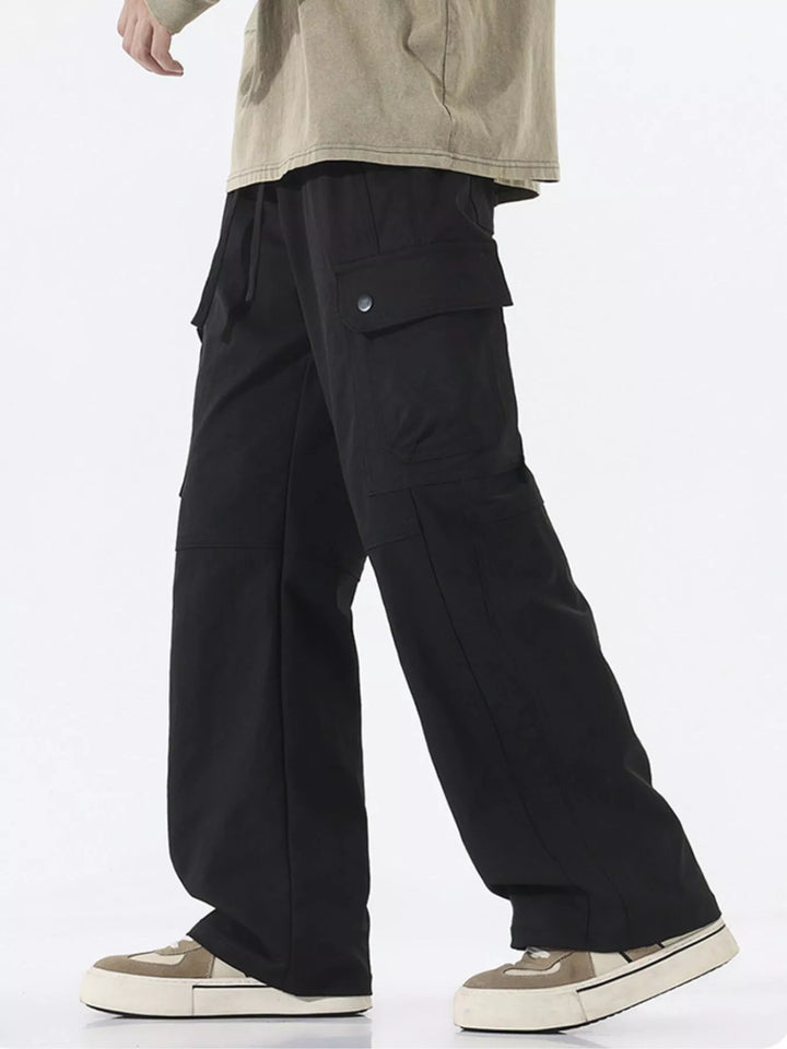 Men's Full Size Drawstring Cargo Wide Leg Pants Plus Size