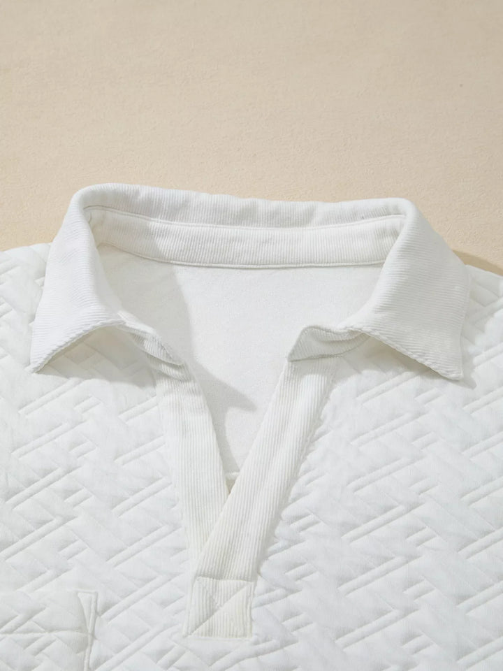Textured Johnny Collar Sweatshirt