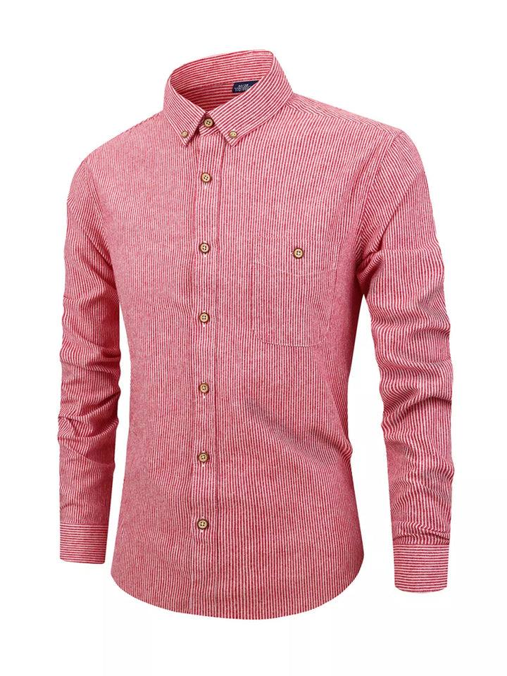 Men's Full Size Striped Casual Button-Down Shirt Plus Size
