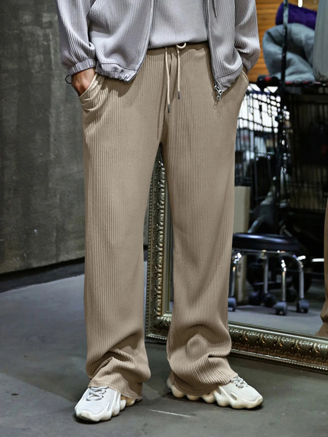 Men's Full Size Relaxed Fit Drawstring Wide Leg Pants Plus Size