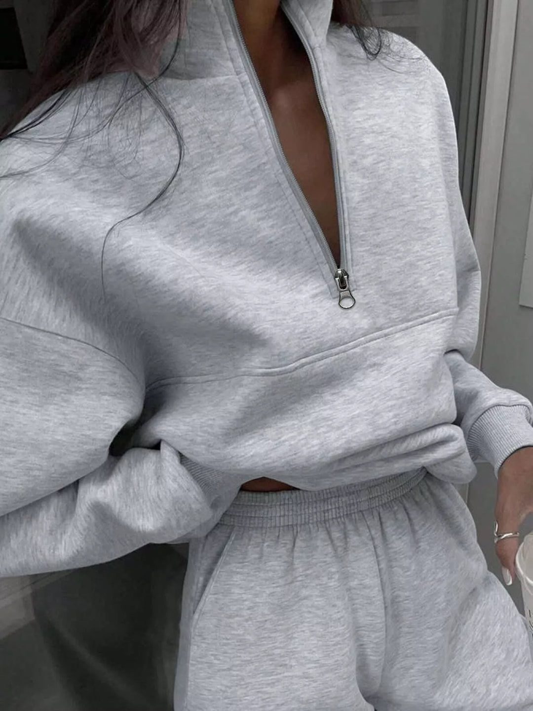 Half Zip Sweatshirt and Pants Set