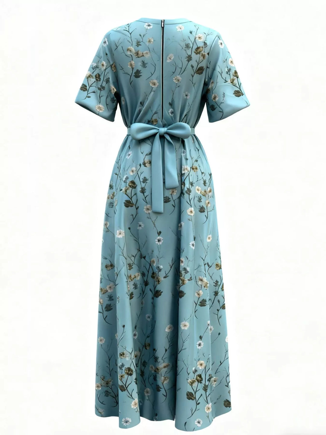 Floral Surplice Short Sleeve Dress